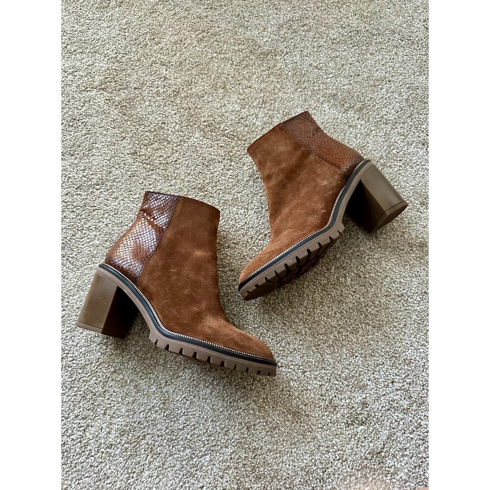 Softwaves Terracare Brown Suede Snake Print Ankle Boots Size 6